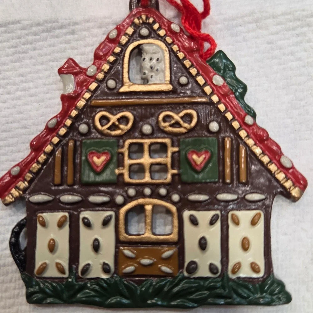 Vintage German Gingerbread House Painted Pewter Kuhn Kollektion Hansel/Gretel